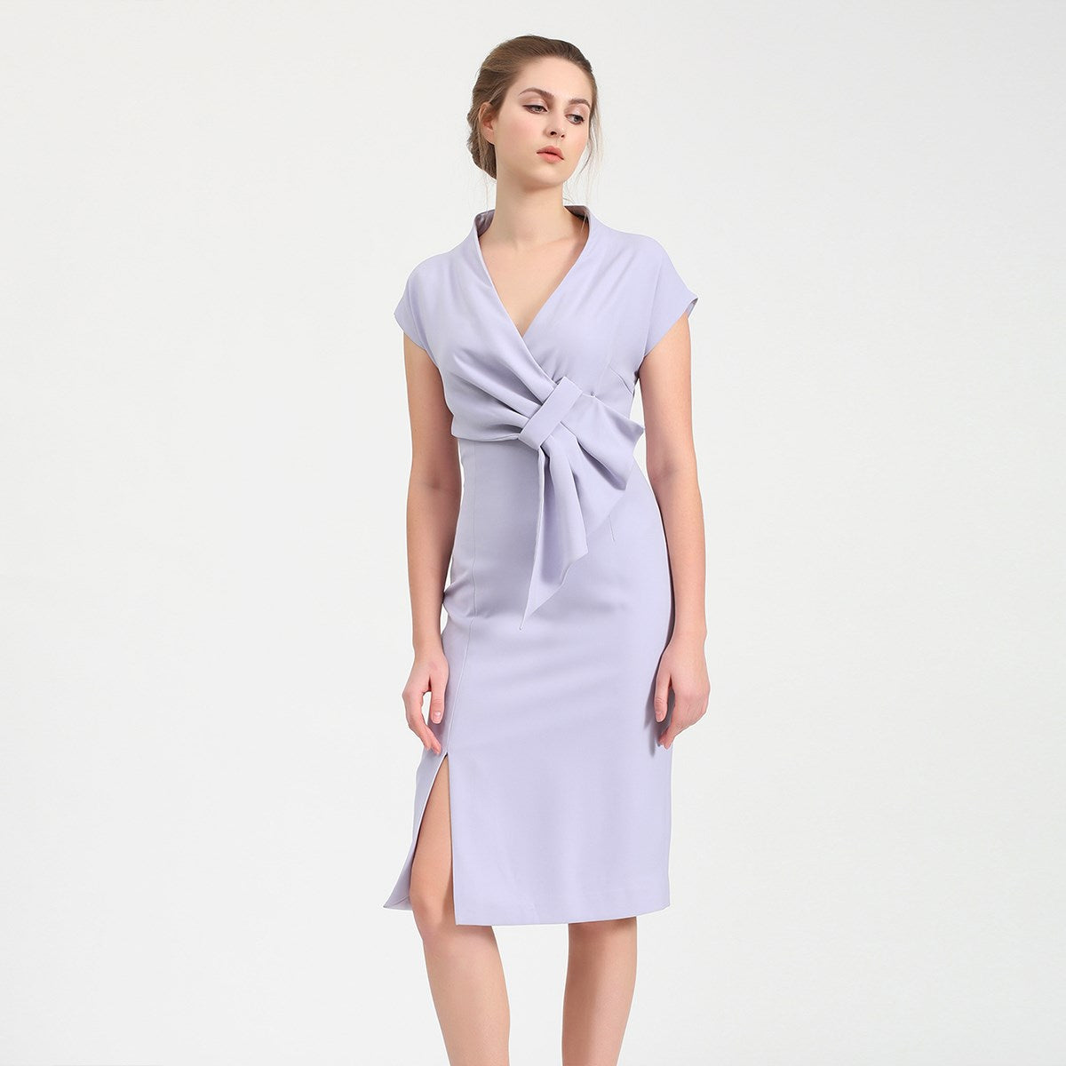 Robe tailleur asymétrique effet drapé