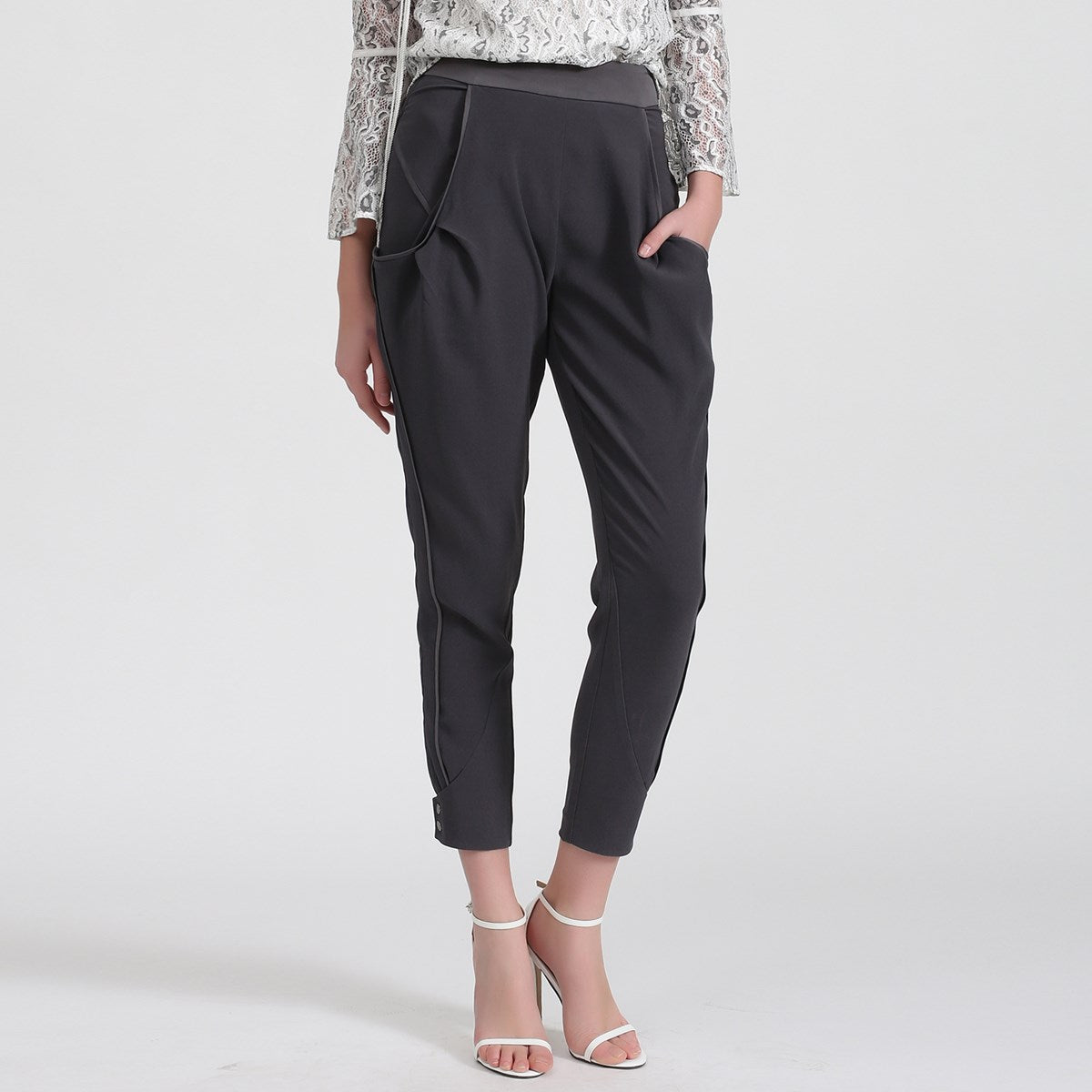 Pantalon fuselé bi-matières