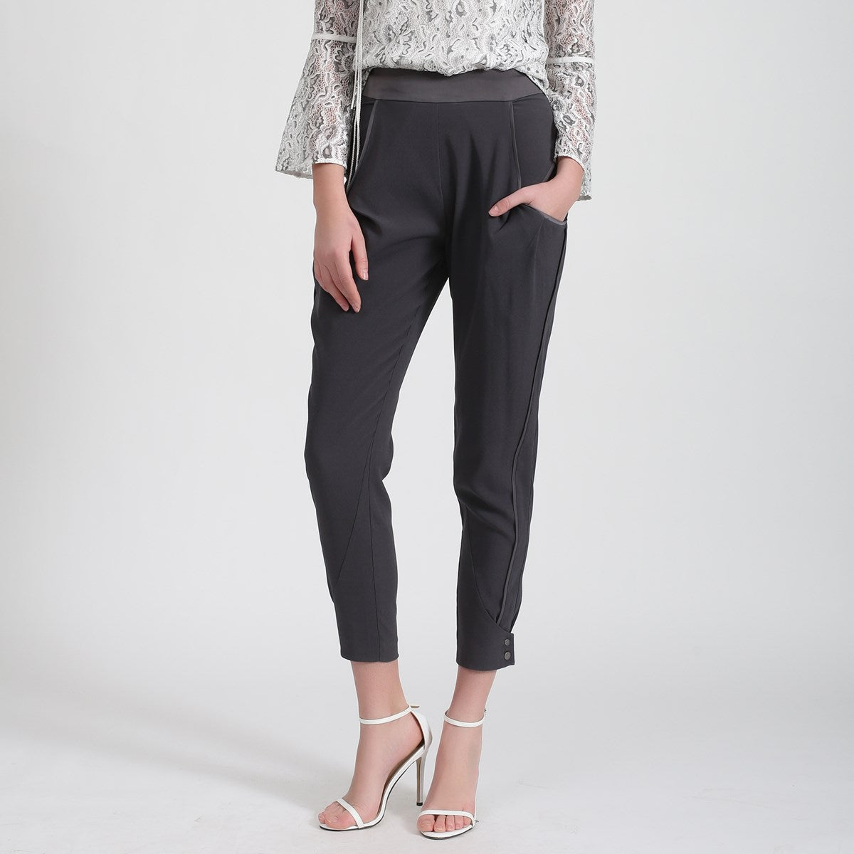 Pantalon fuselé bi-matières
