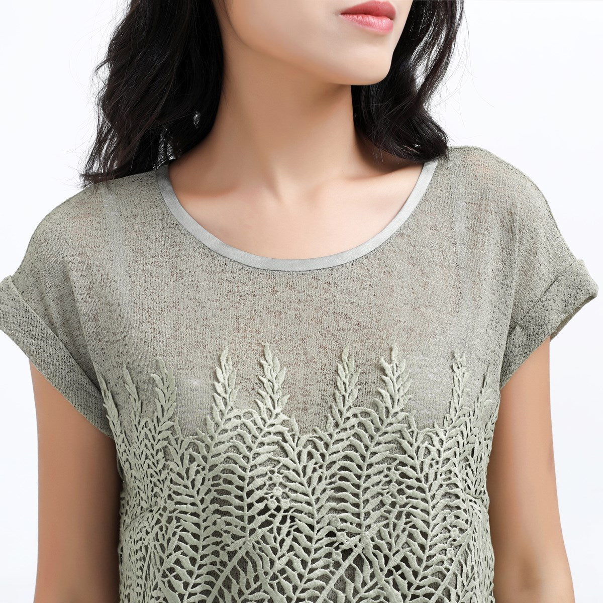 T-shirt à dentelle et tulle