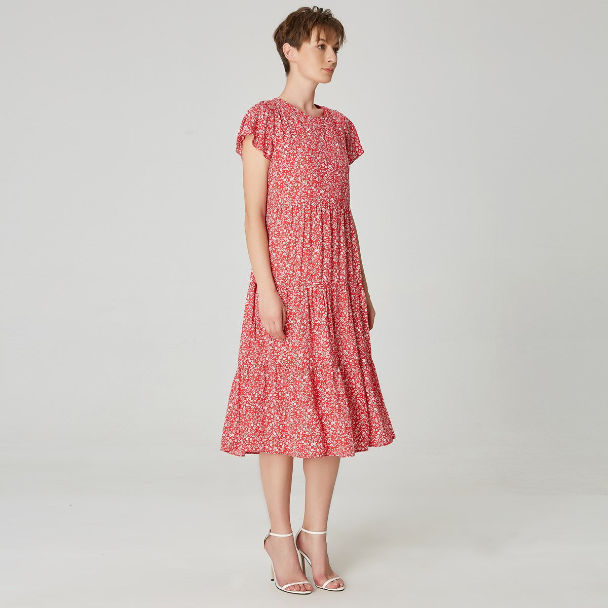Robe tunique ample à imprimé floral et échancrure dos