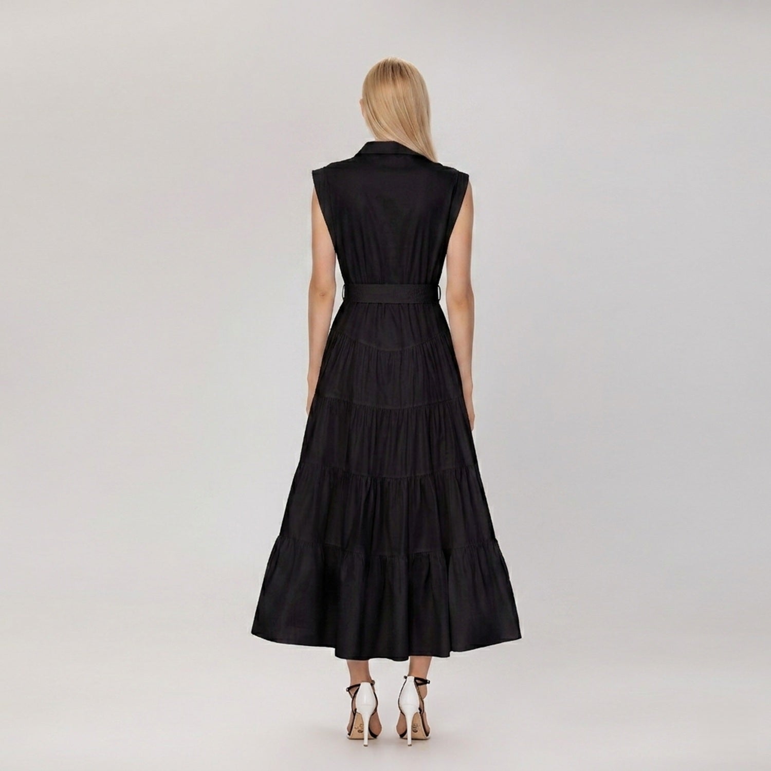 Robe longue évasée en coton avec ceinture - Smart & Joy