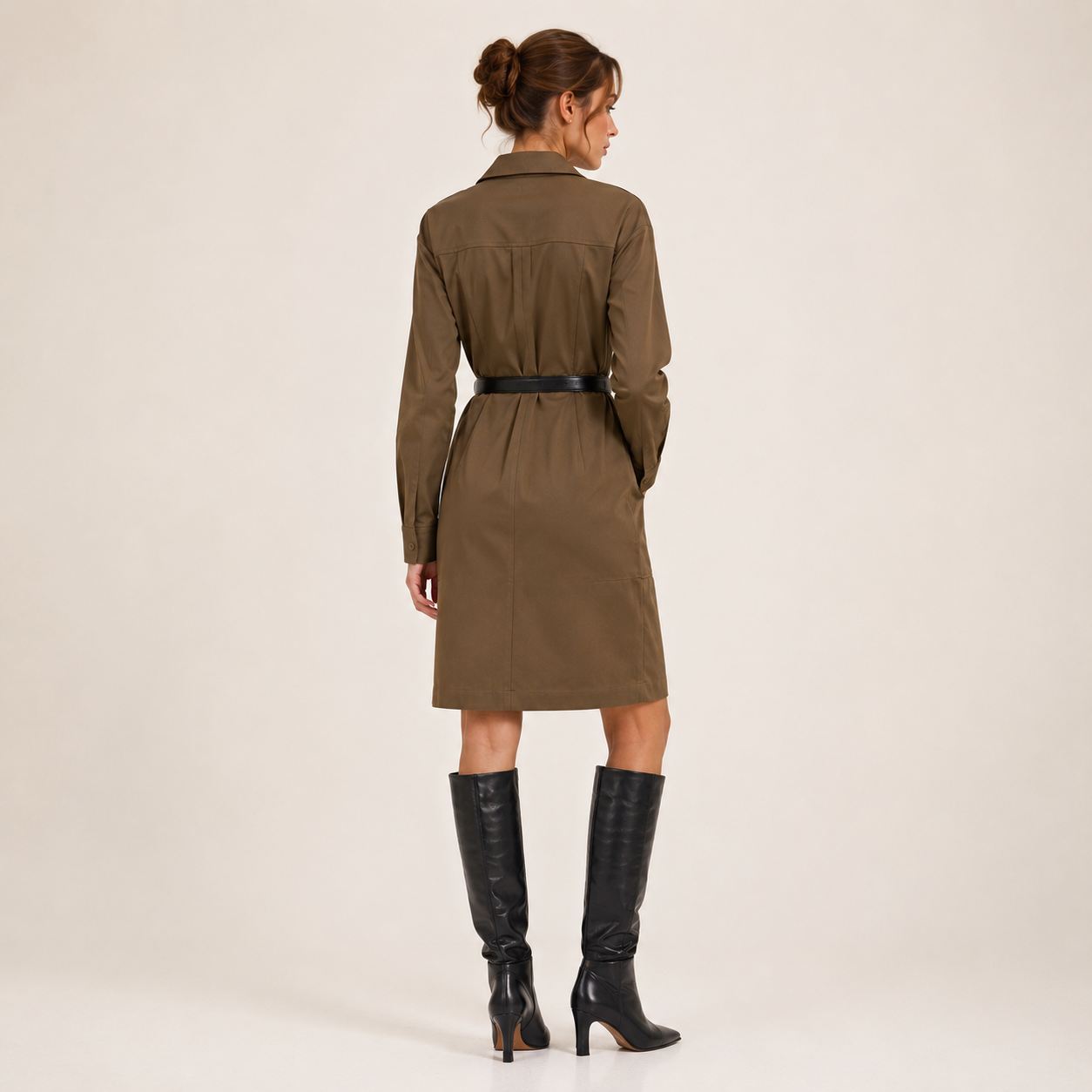 Robe safari ceinturée à manches longues