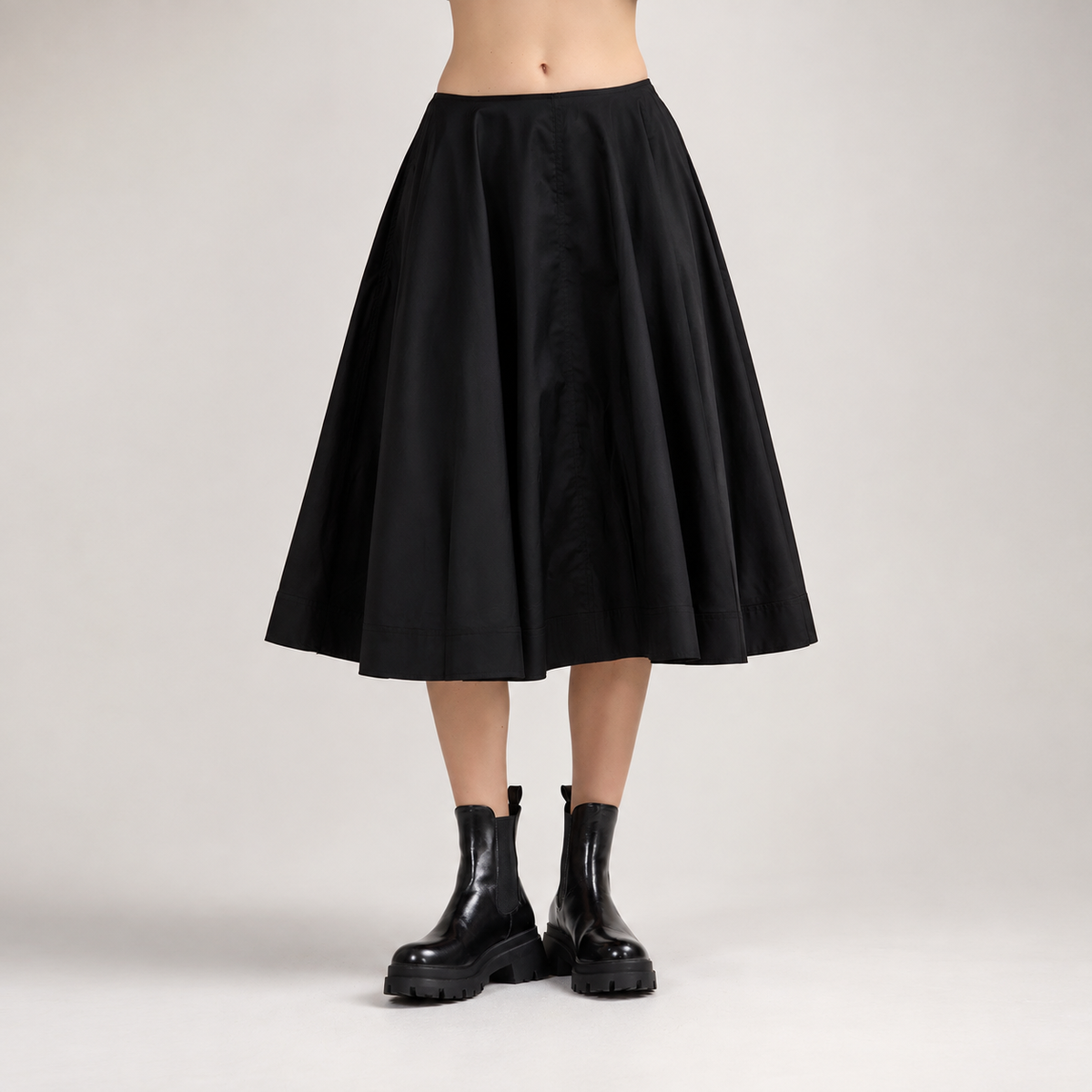 Jupe midi à coupe évasée en coton