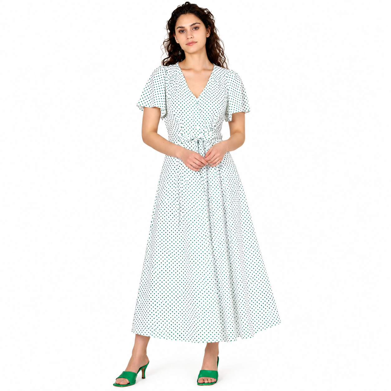 Vestido camisero acampanado de lunares