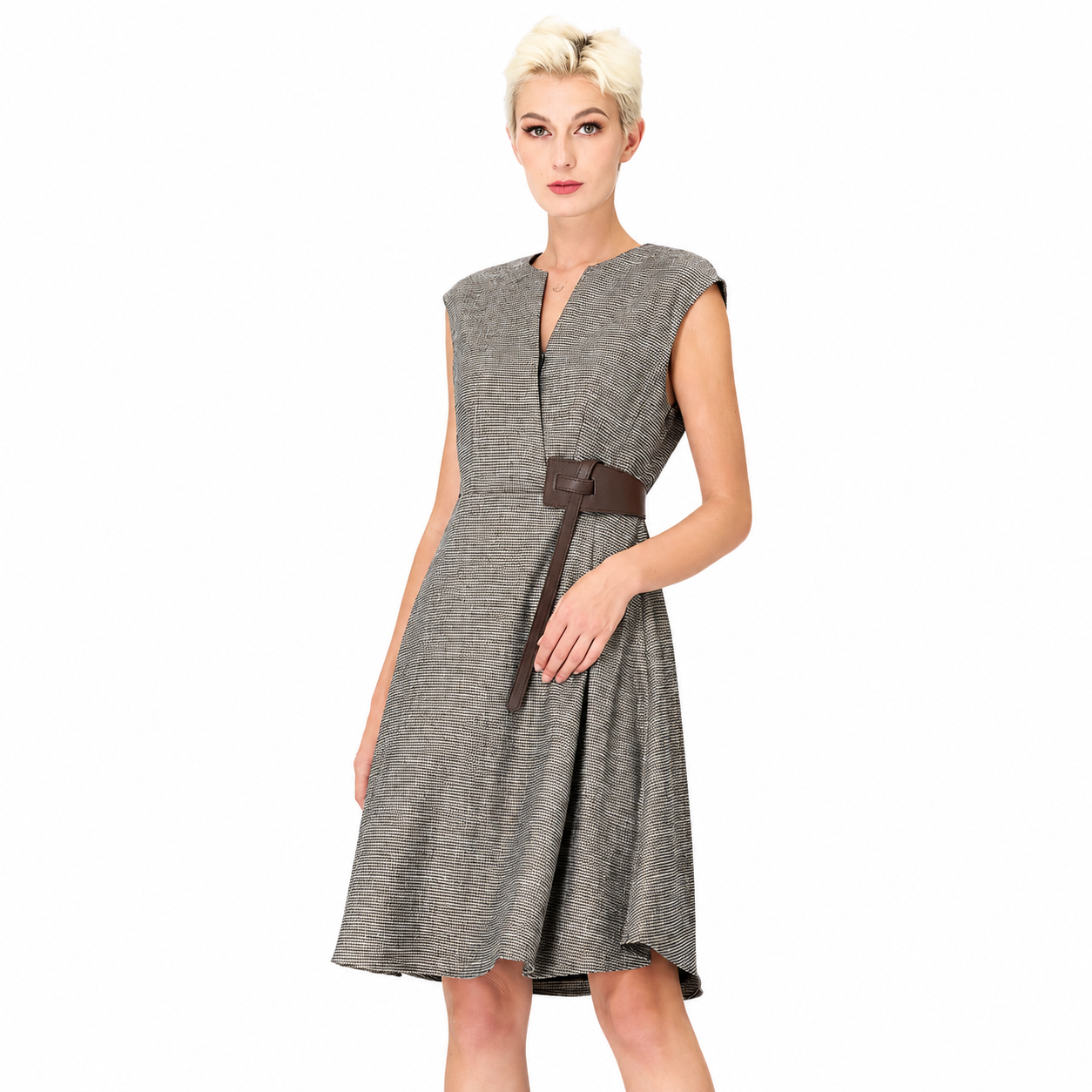 Robe trapèze à effet croisé