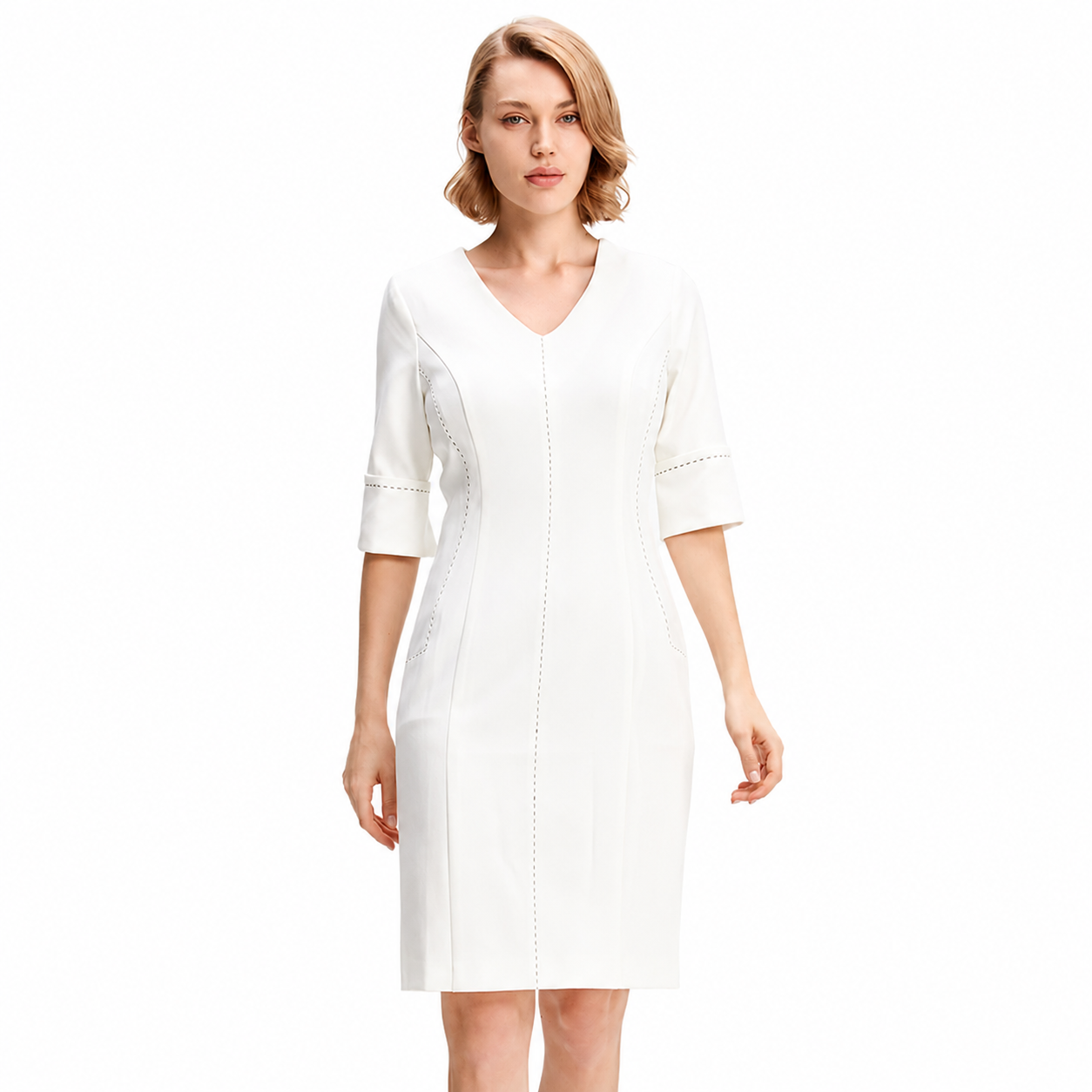 Robe courte à surpiqures contractées