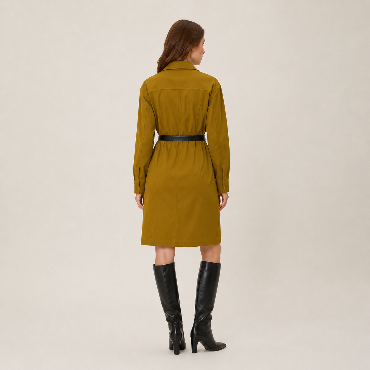 Robe safari ceinturée à manches longues