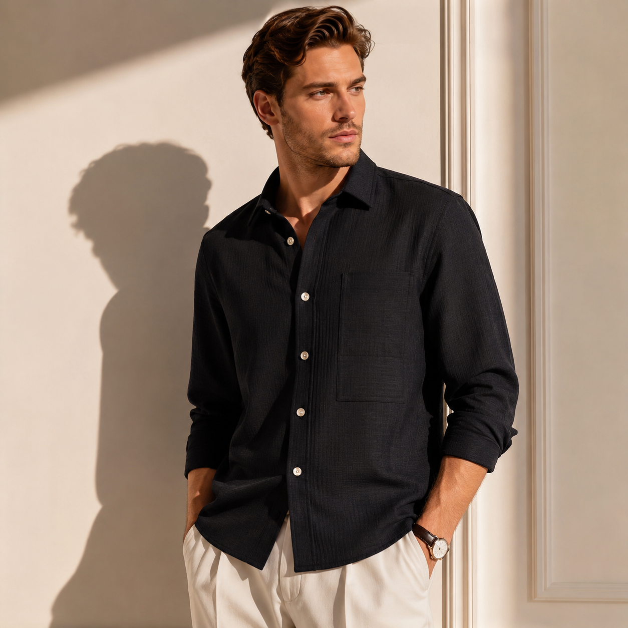 Chemise texturée intemporelle homme