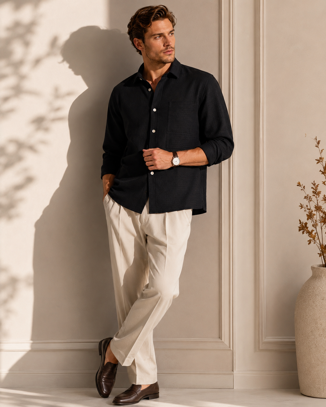 Chemise texturée intemporelle homme