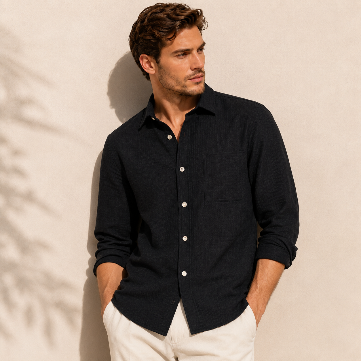 Chemise texturée intemporelle homme