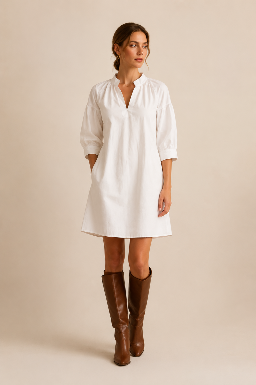 Robe en coton à manches bouffantes