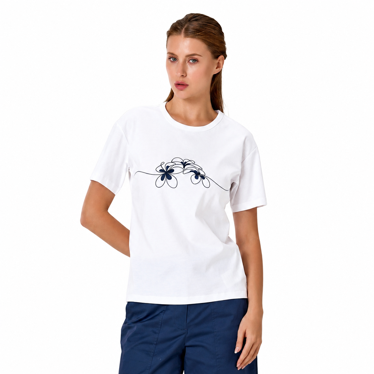 T-shirt basique en coton avec motif imprimé NY