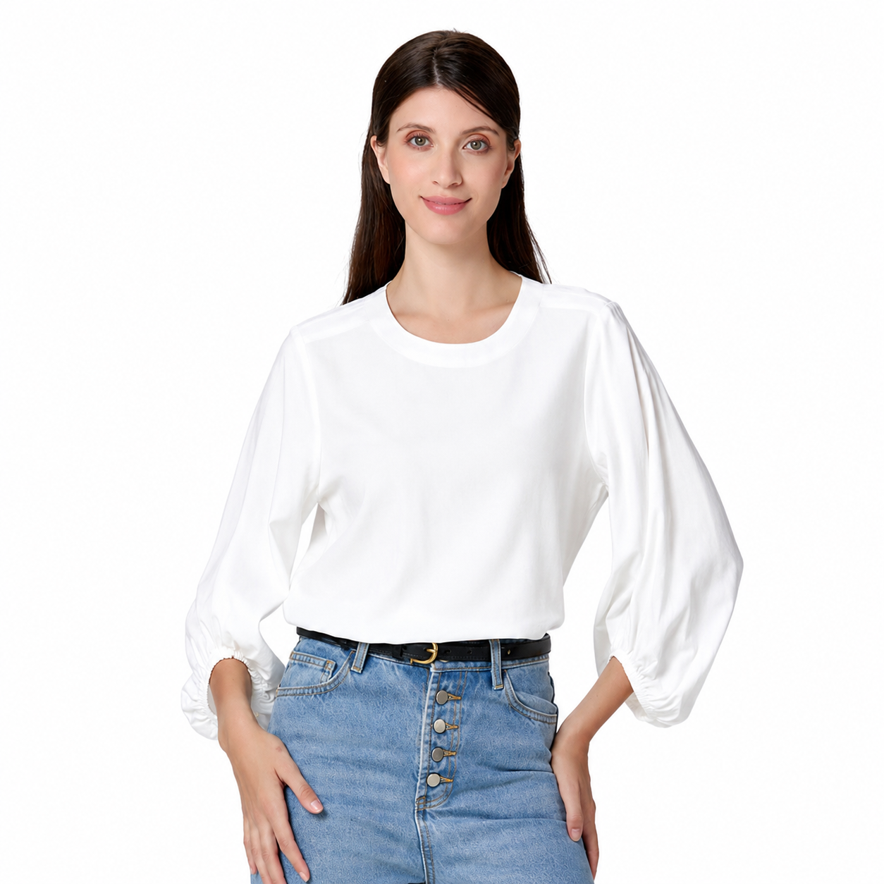 Blouse minimaliste à manches froncées