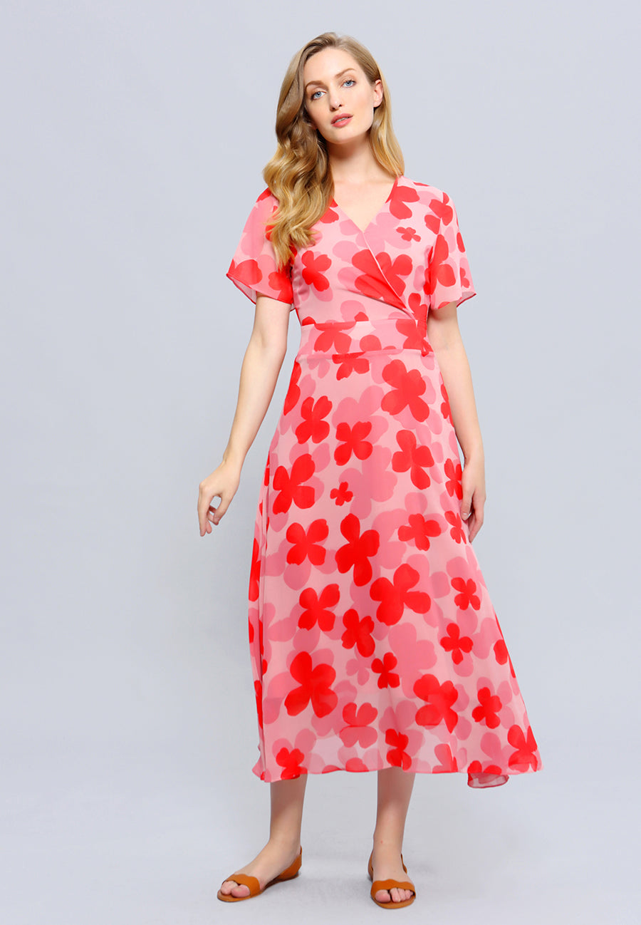 Robe midi à imprimé fleuri style années 70