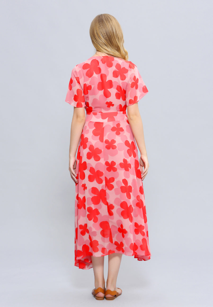 Robe midi à imprimé fleuri style années 70