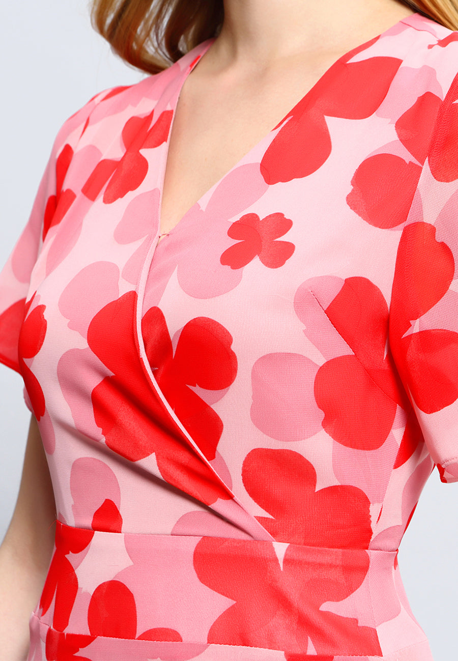 Robe midi à imprimé fleuri style années 70