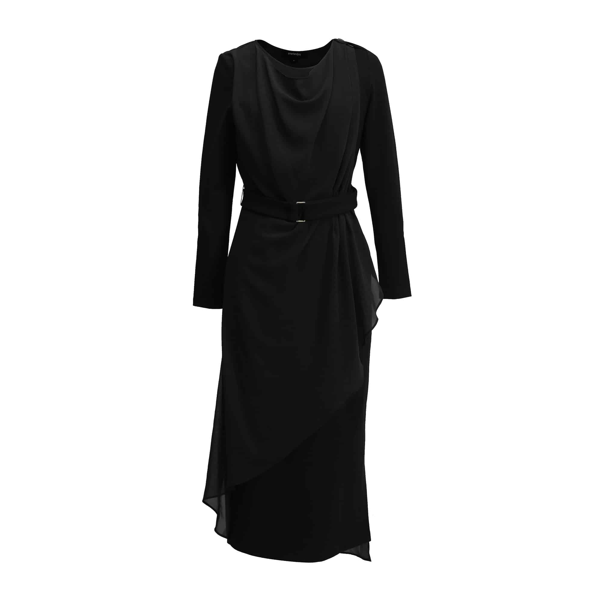 Robe asymétrique ajustée en mousseline et jersey