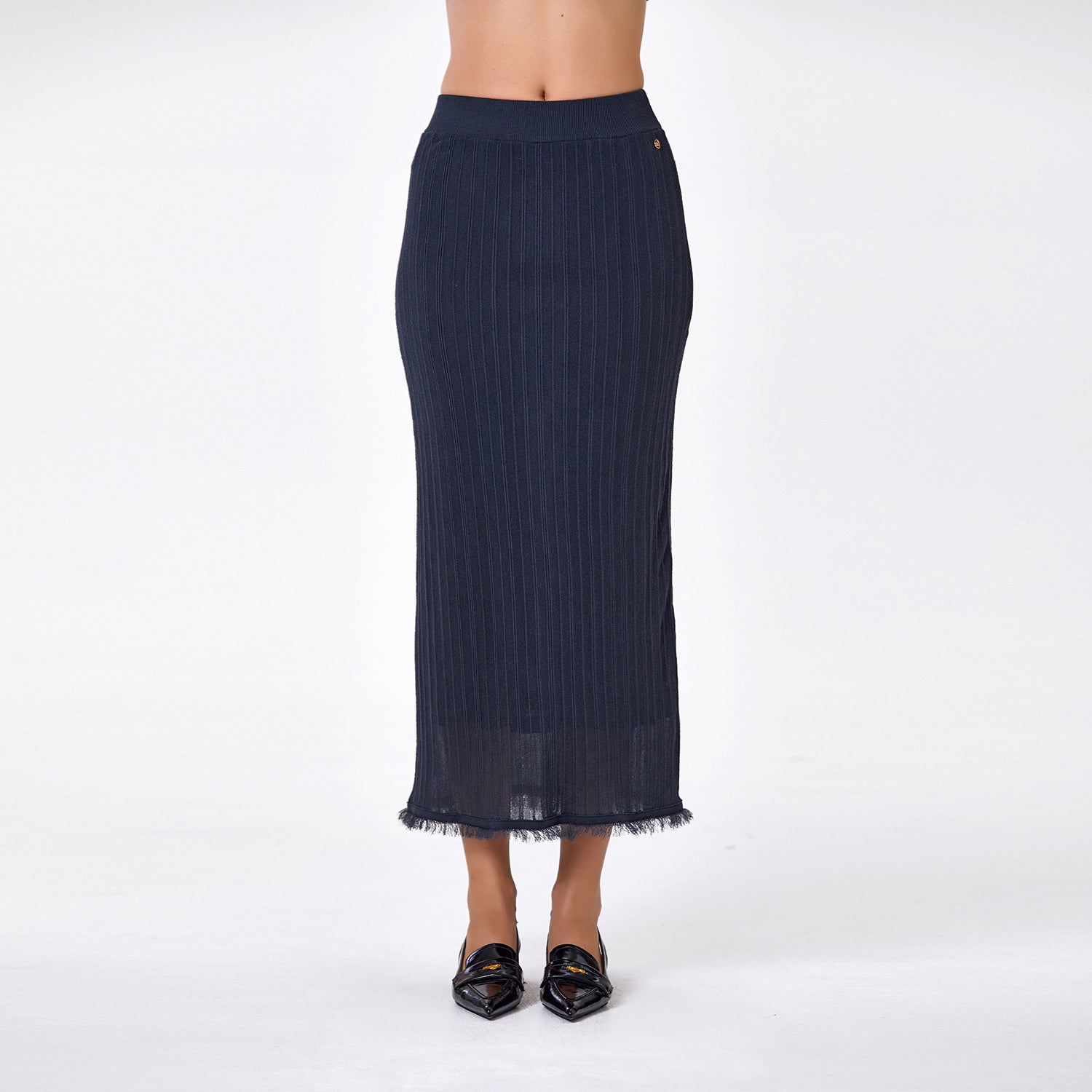 Jupe longue en maille côtelée