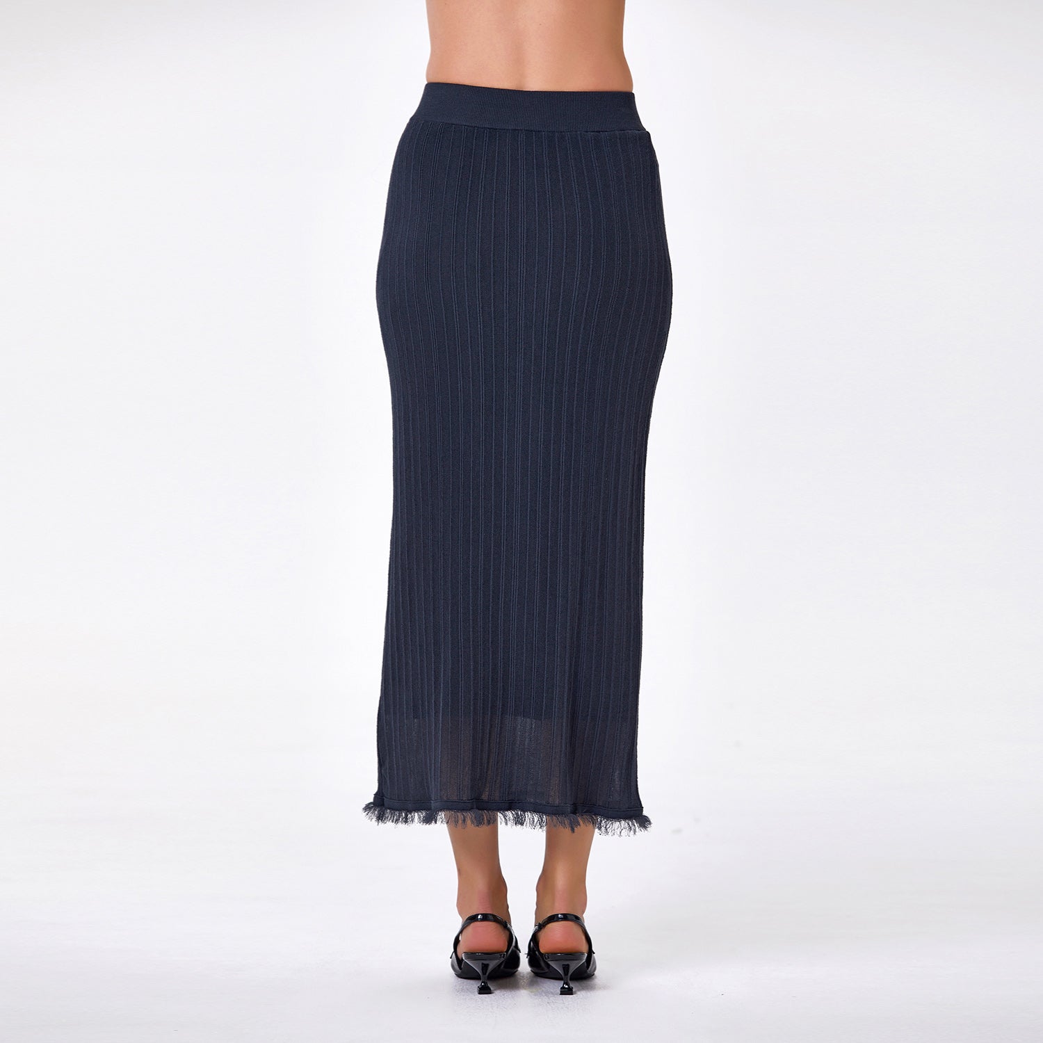 Jupe longue en maille côtelée