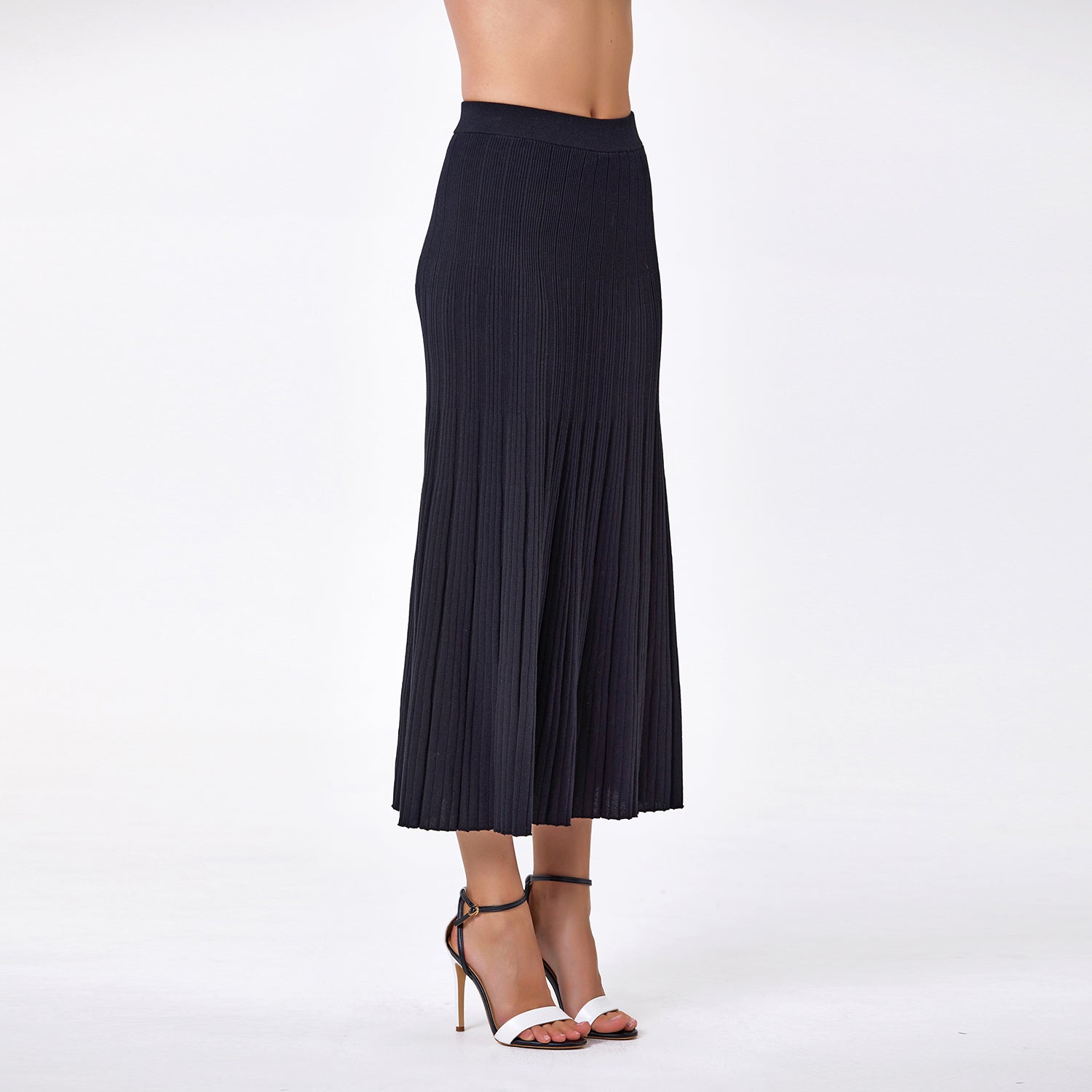 Jupe longue en maille de coton plissée