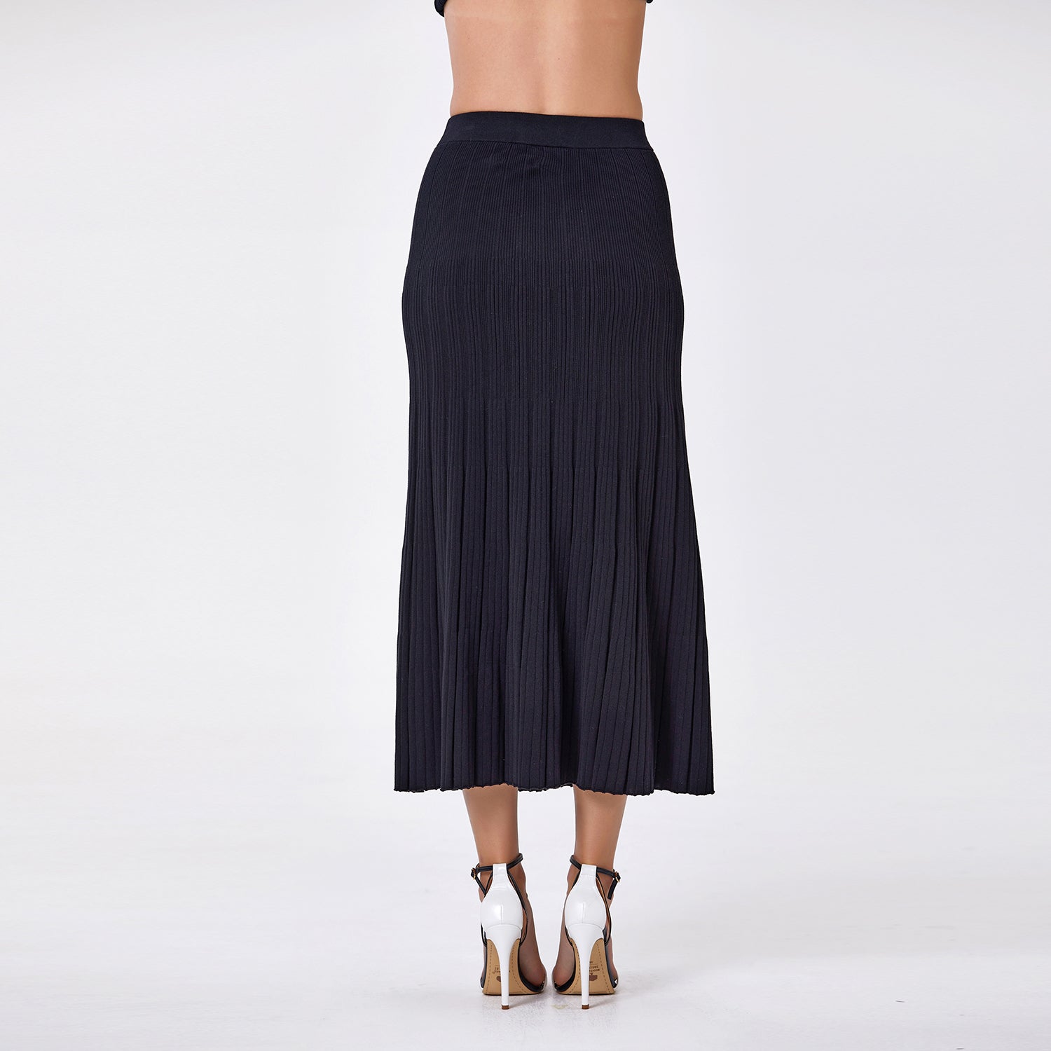 Jupe longue en maille de coton plissée