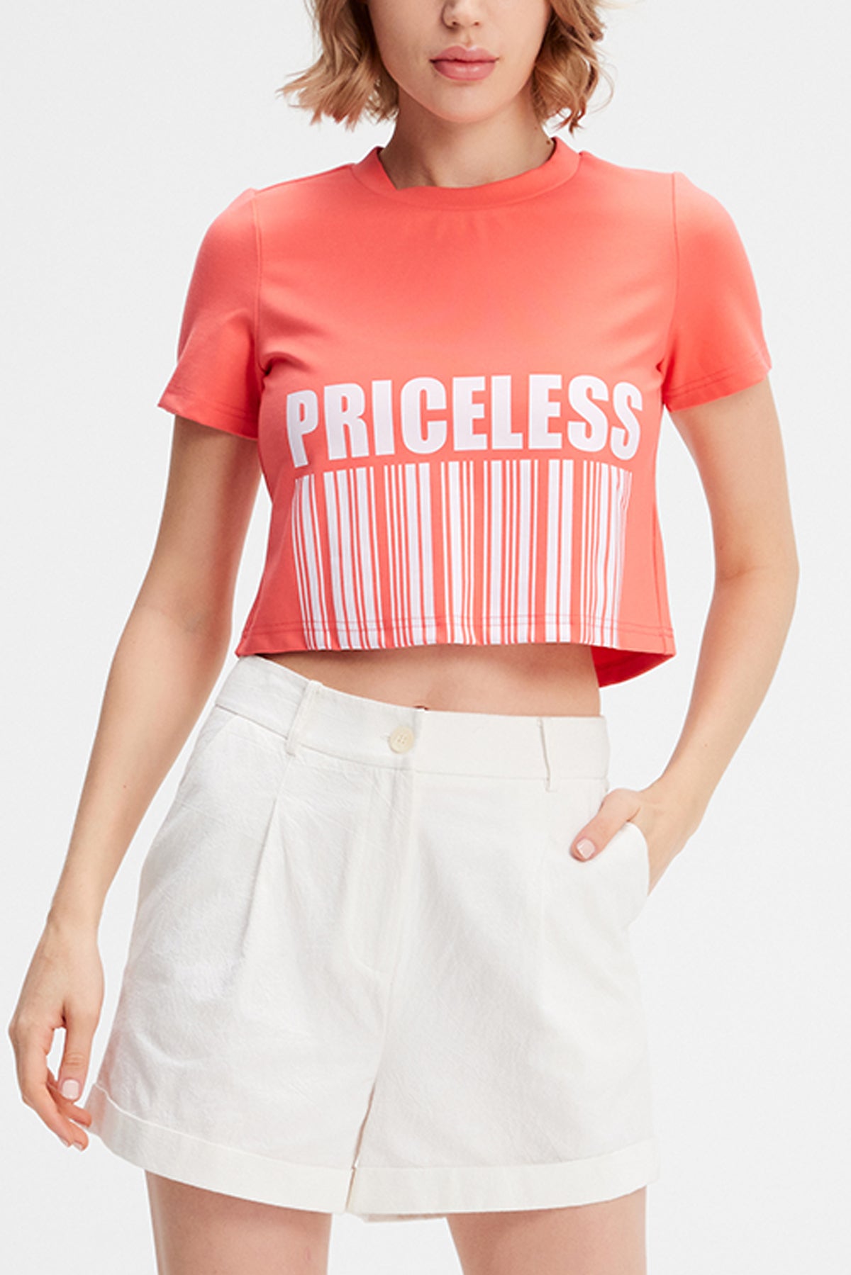 T-shirt court en viscose à imprimé
