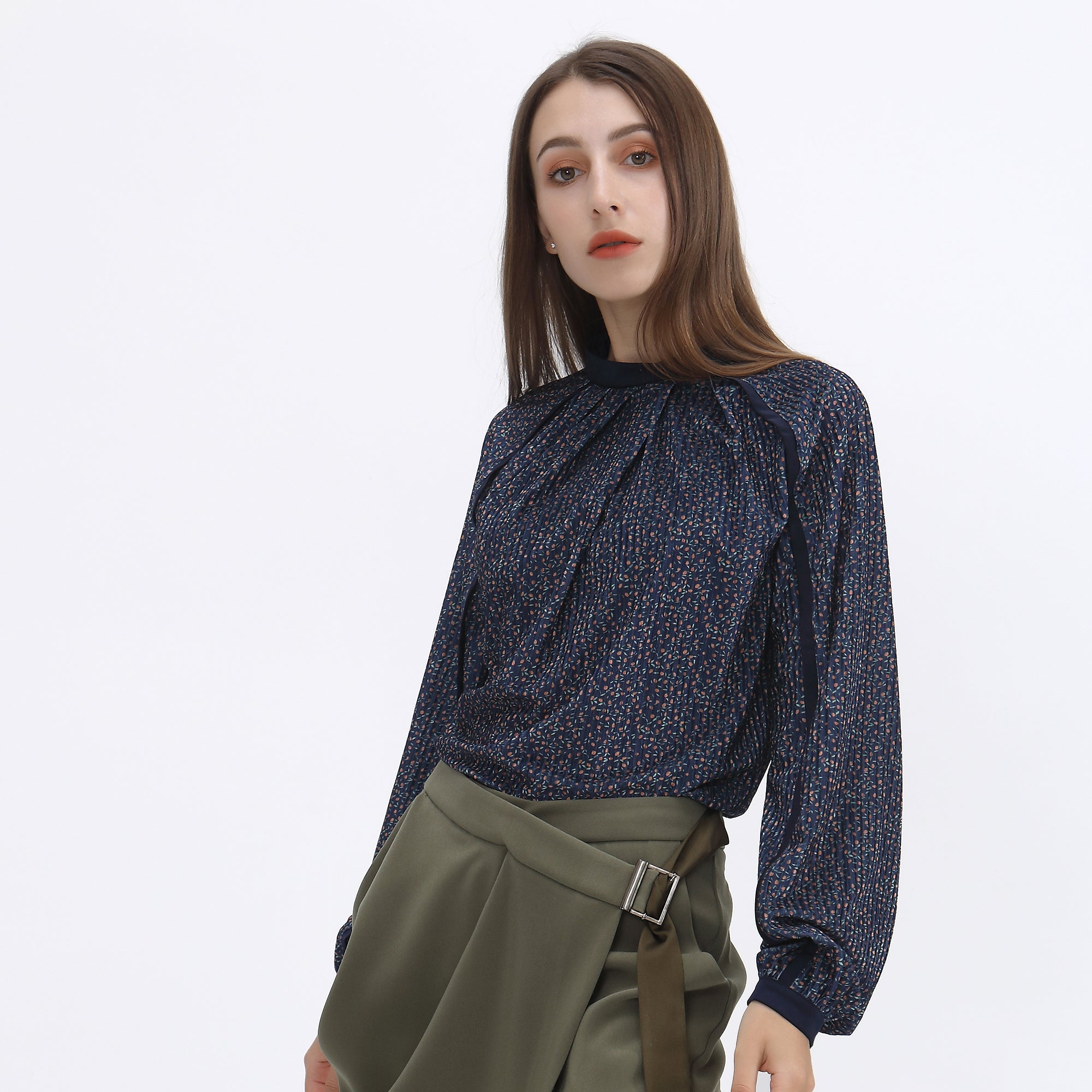 Blouse velours à imprimé liberty et biais satin