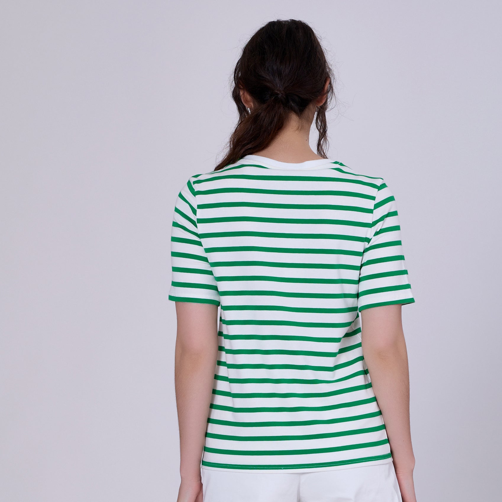 T-shirt marinière col V en coton