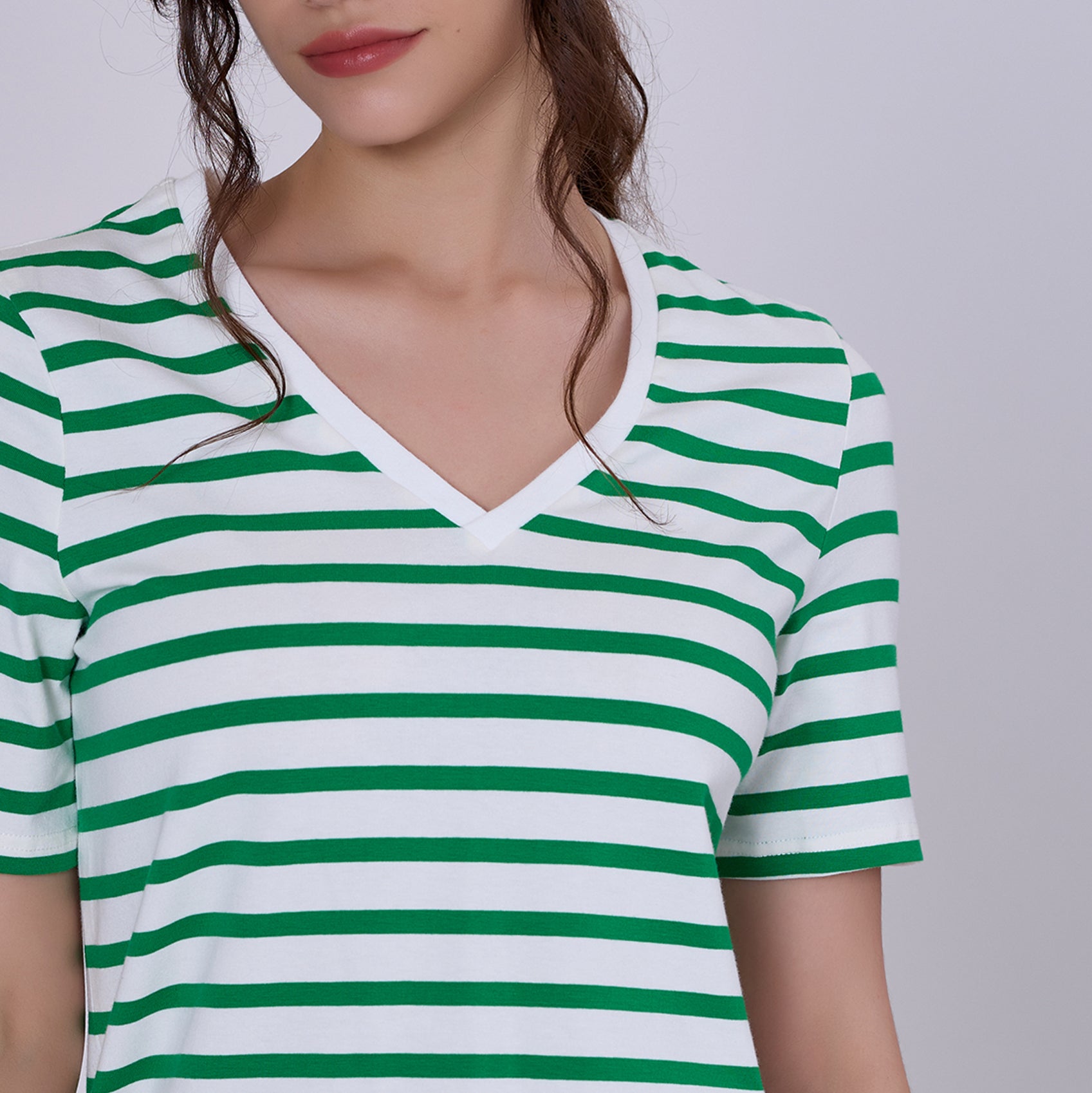 T-shirt marinière col V en coton