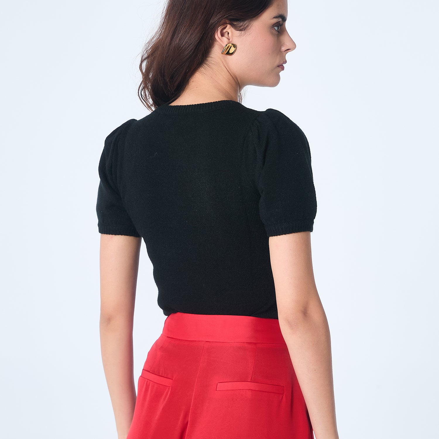 Top en maille manches courtes
