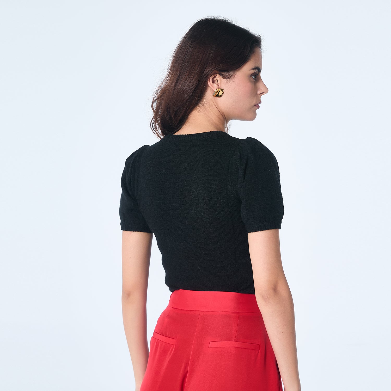 Top en maille manches courtes