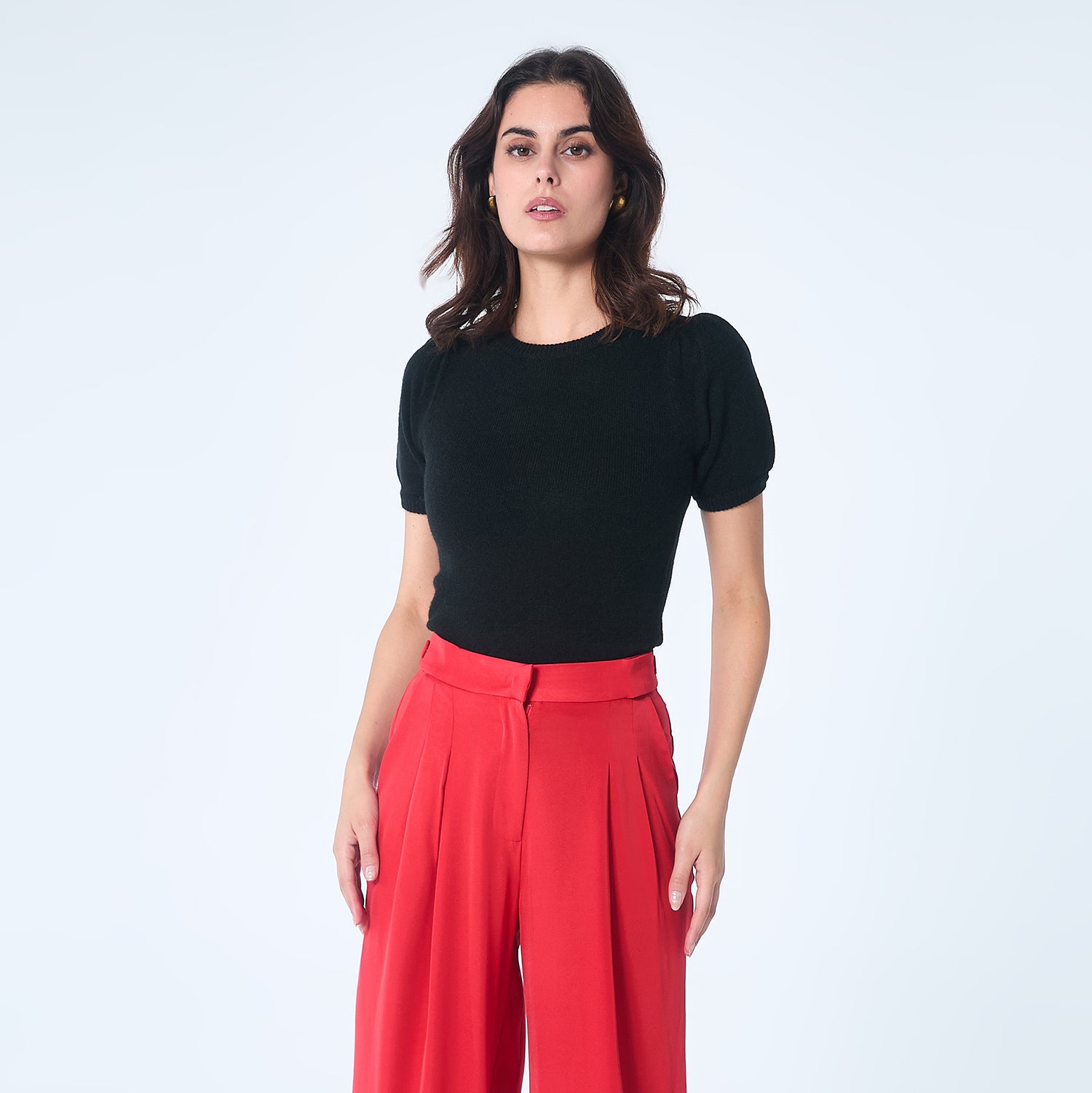 Top en maille manches courtes