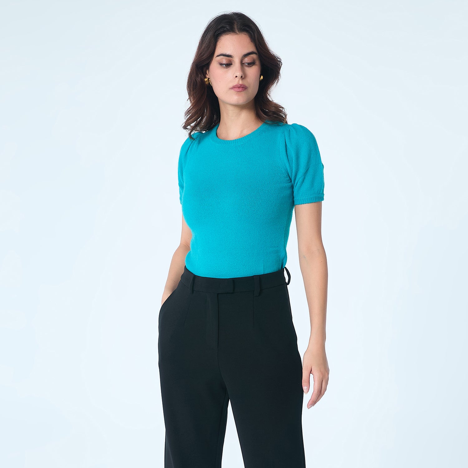 Top en maille manches courtes