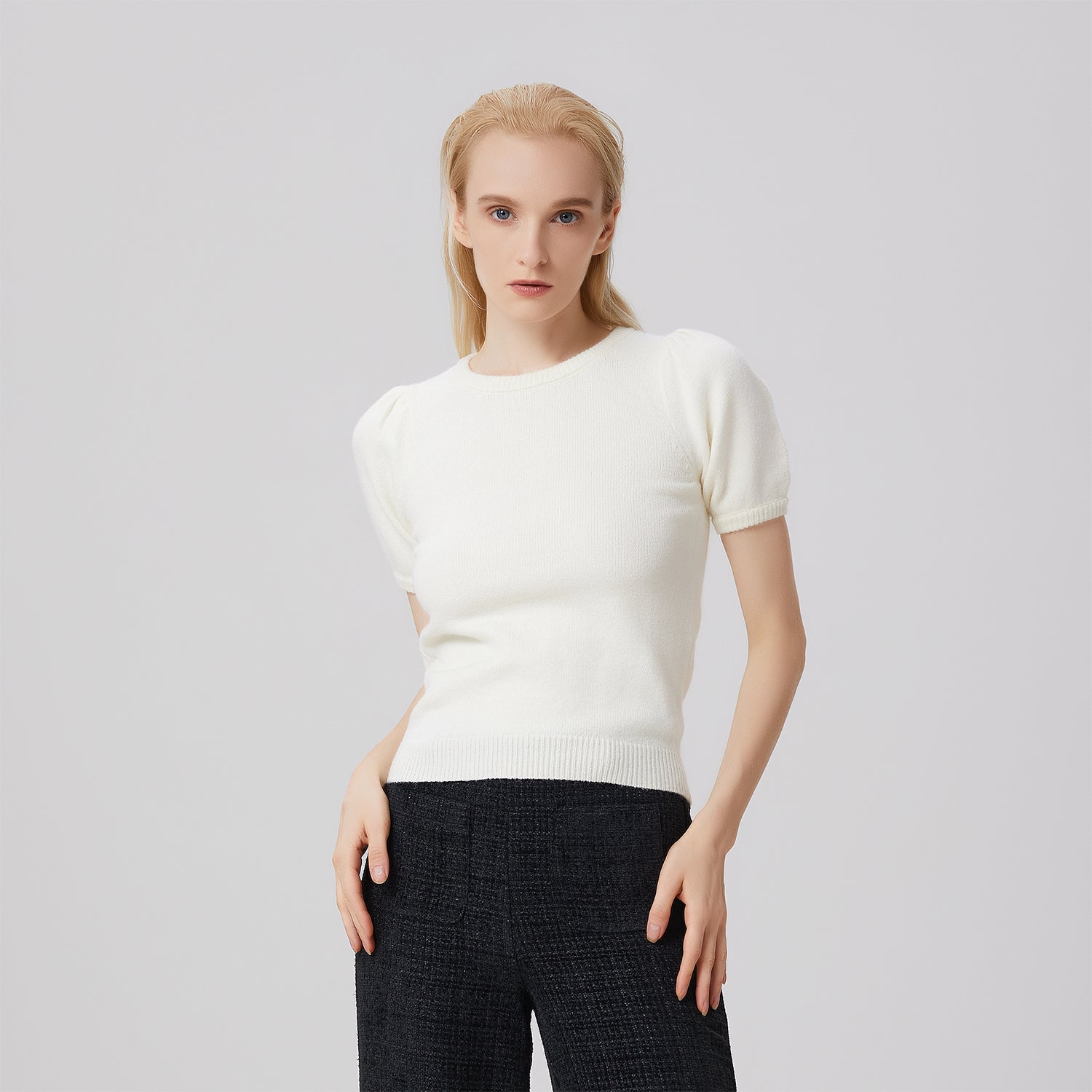 Top en maille manches courtes