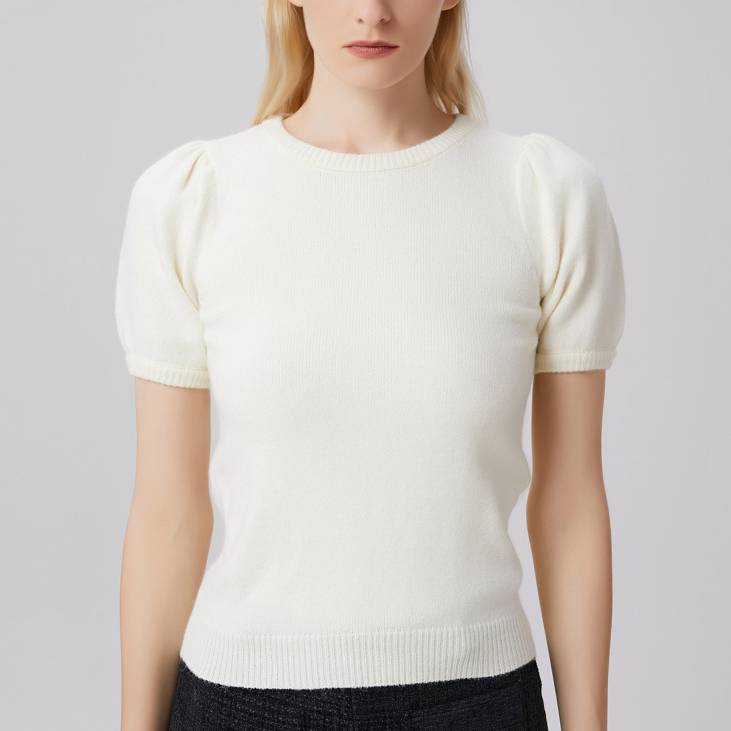 Top en maille manches courtes