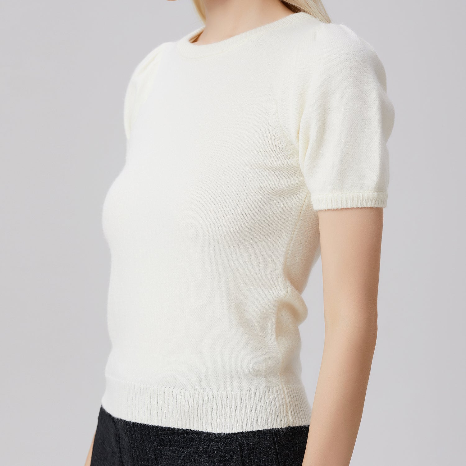 Top en maille manches courtes