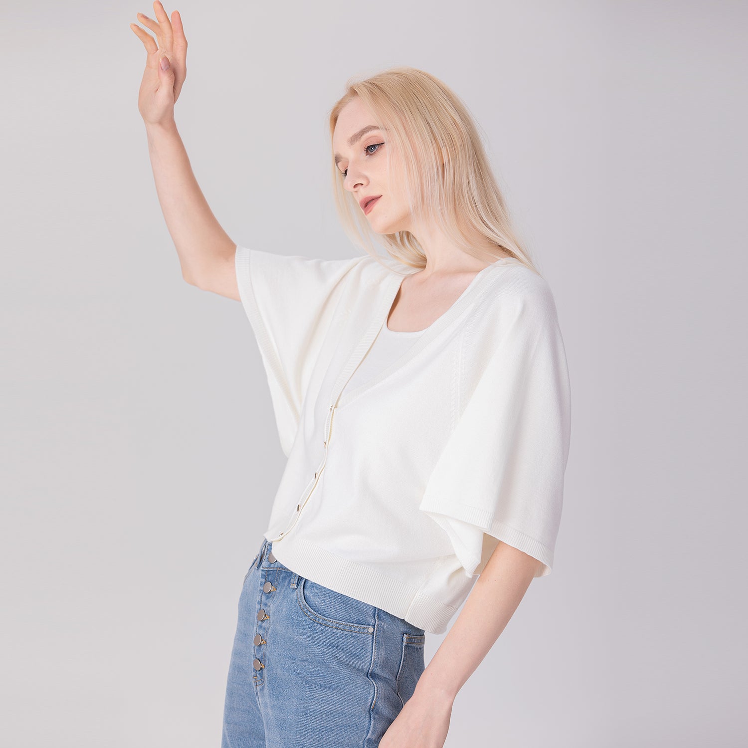 Gilet boutonné en maille légère