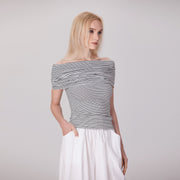 Top épaules dénudées à rayures