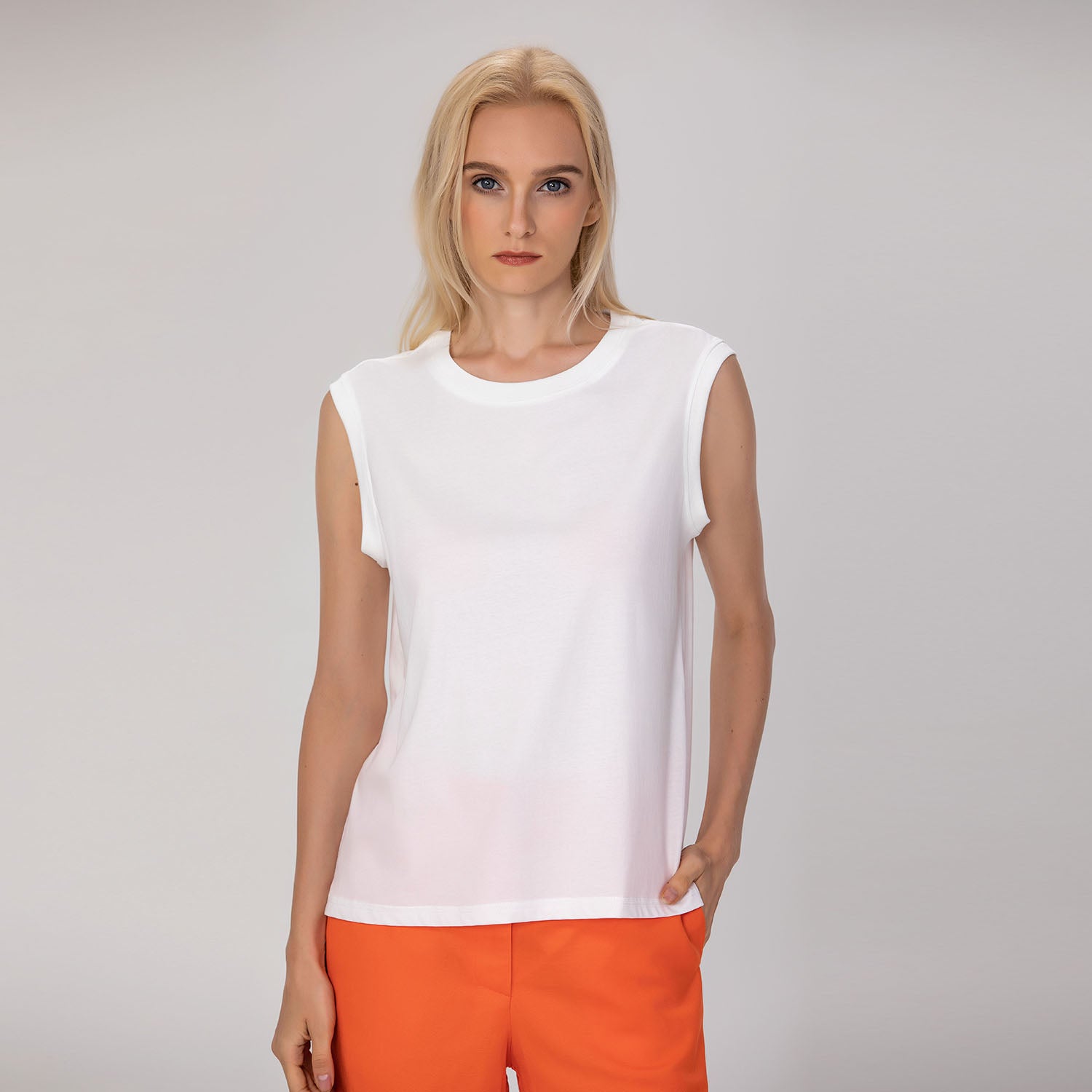 Débardeur sans manches en coton mélangé