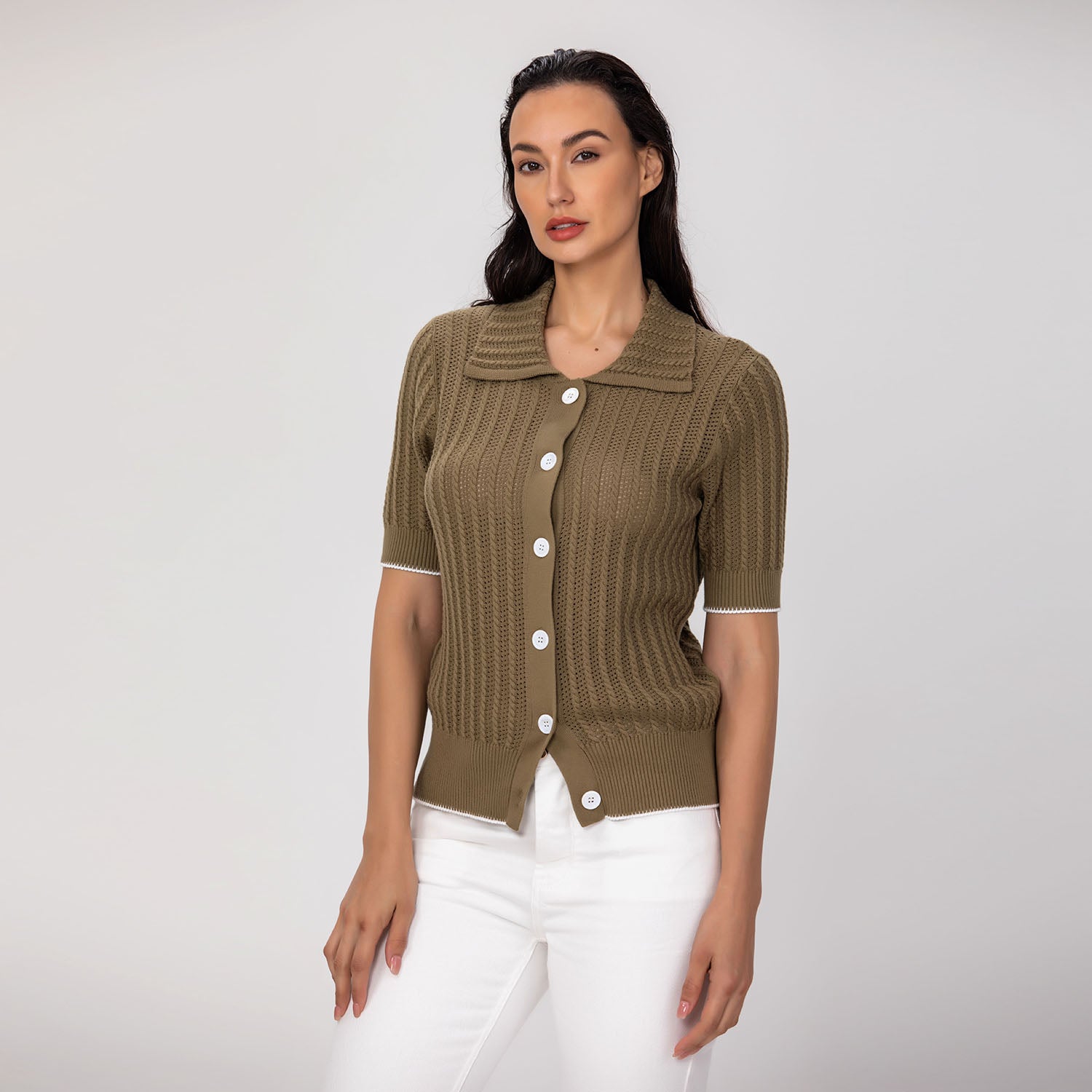 Cardigan en maille à manches courtes