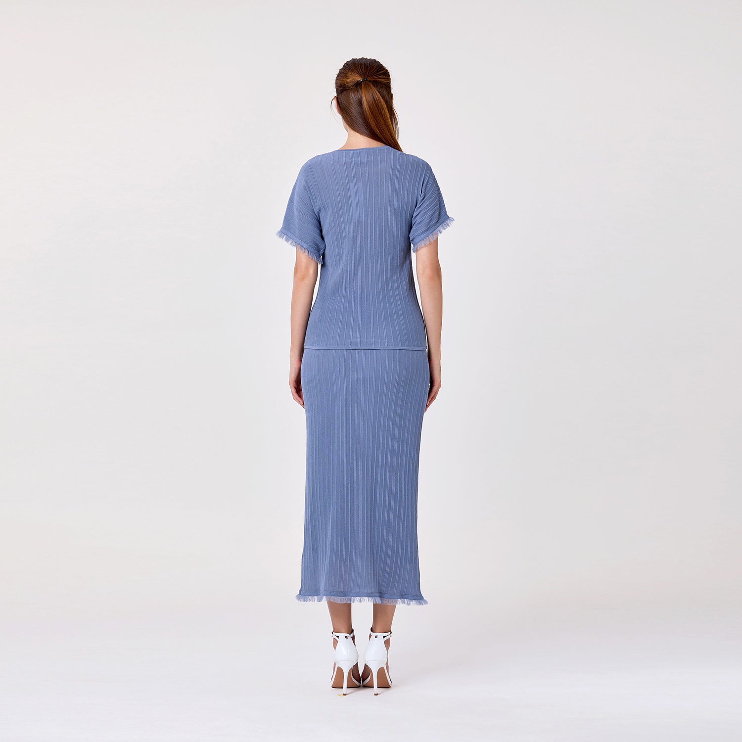 Top en maille ajusté à manches courtes