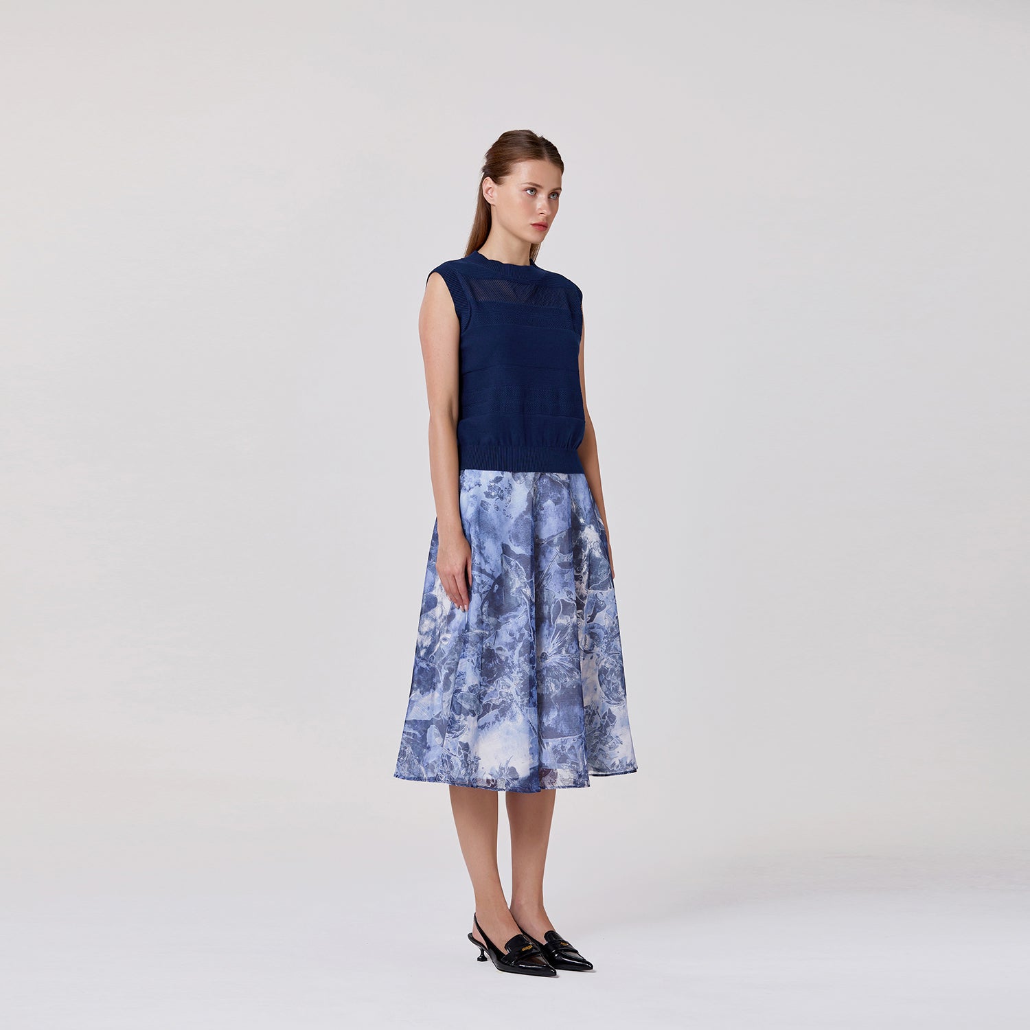Jupe midi en organza à imprimé floral - Smart & Joy