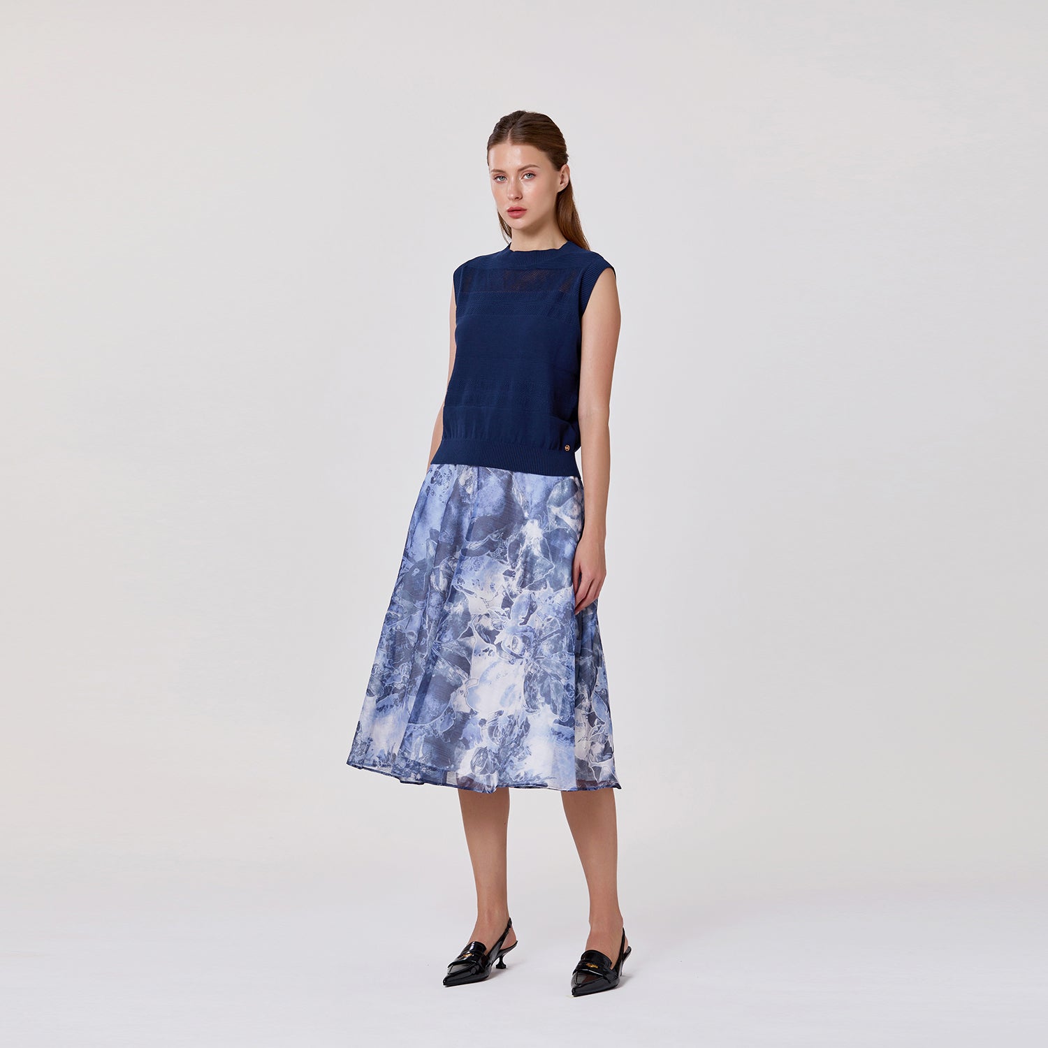 Jupe midi en organza à imprimé floral - Smart & Joy
