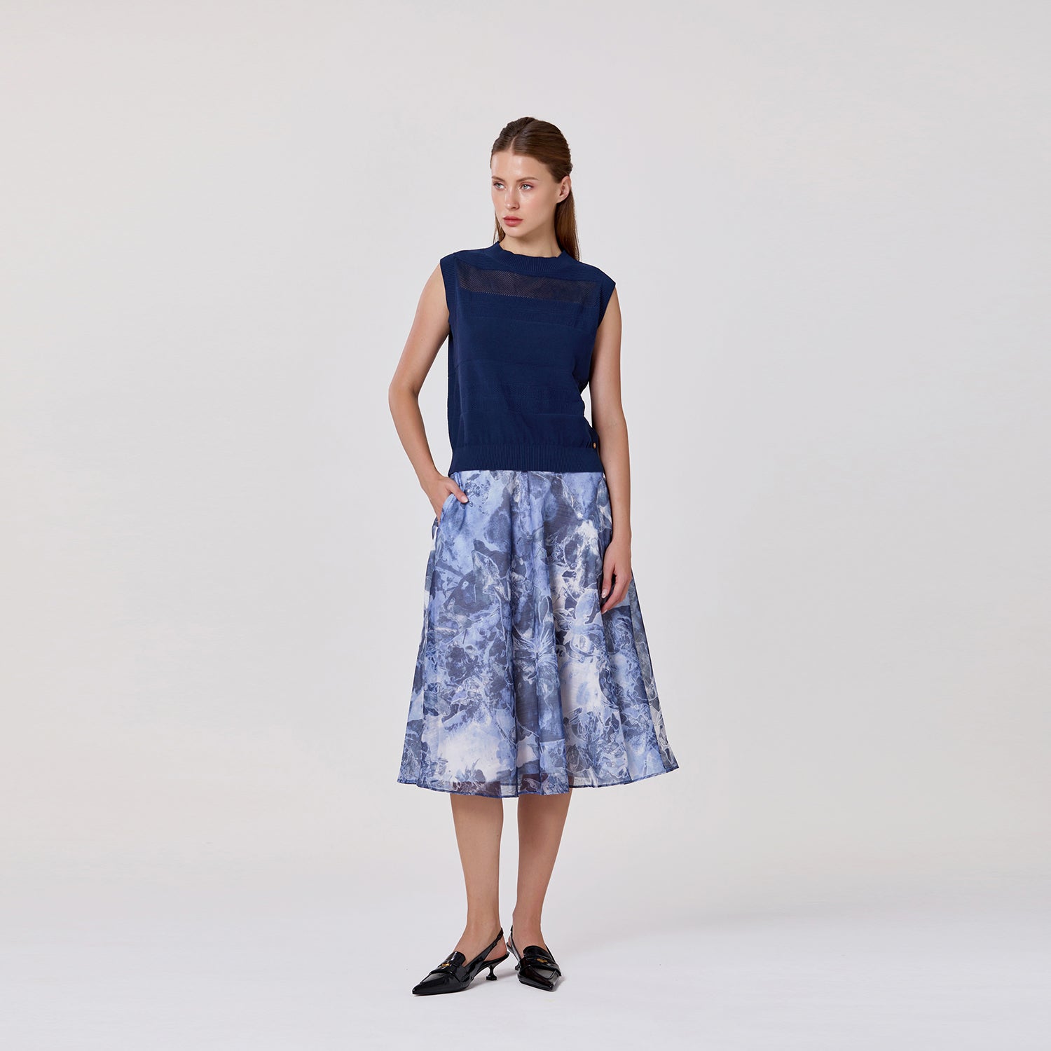 Jupe midi en organza à imprimé floral - Smart & Joy