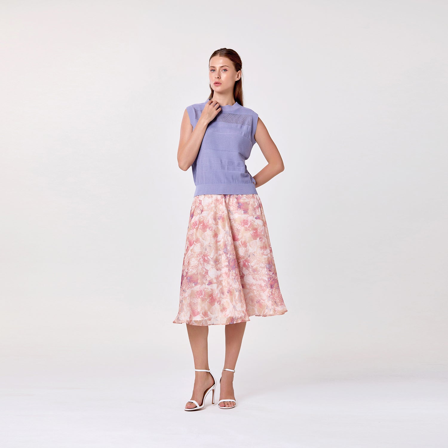 Jupe midi en organza à imprimé floral - Smart & Joy