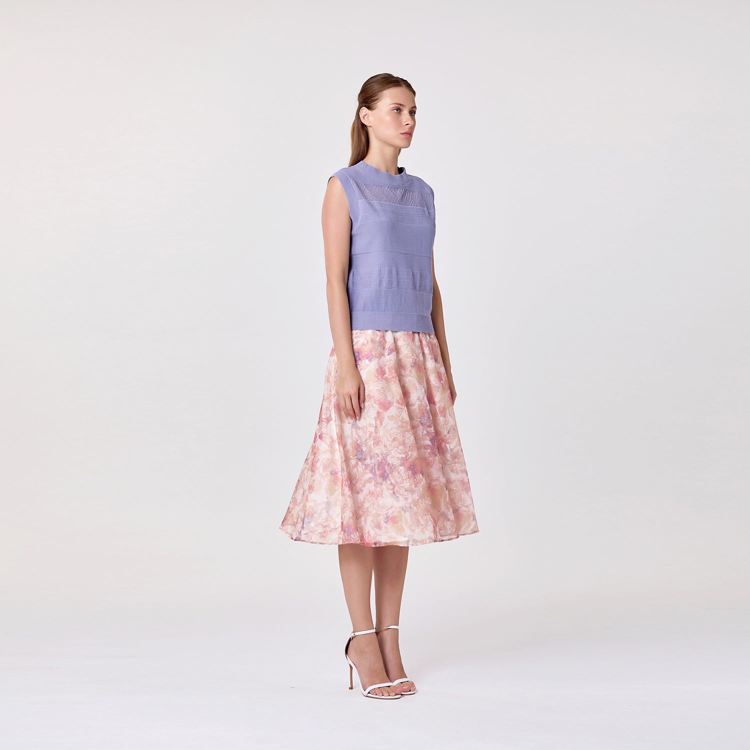 Jupe midi en organza à imprimé floral - Smart & Joy