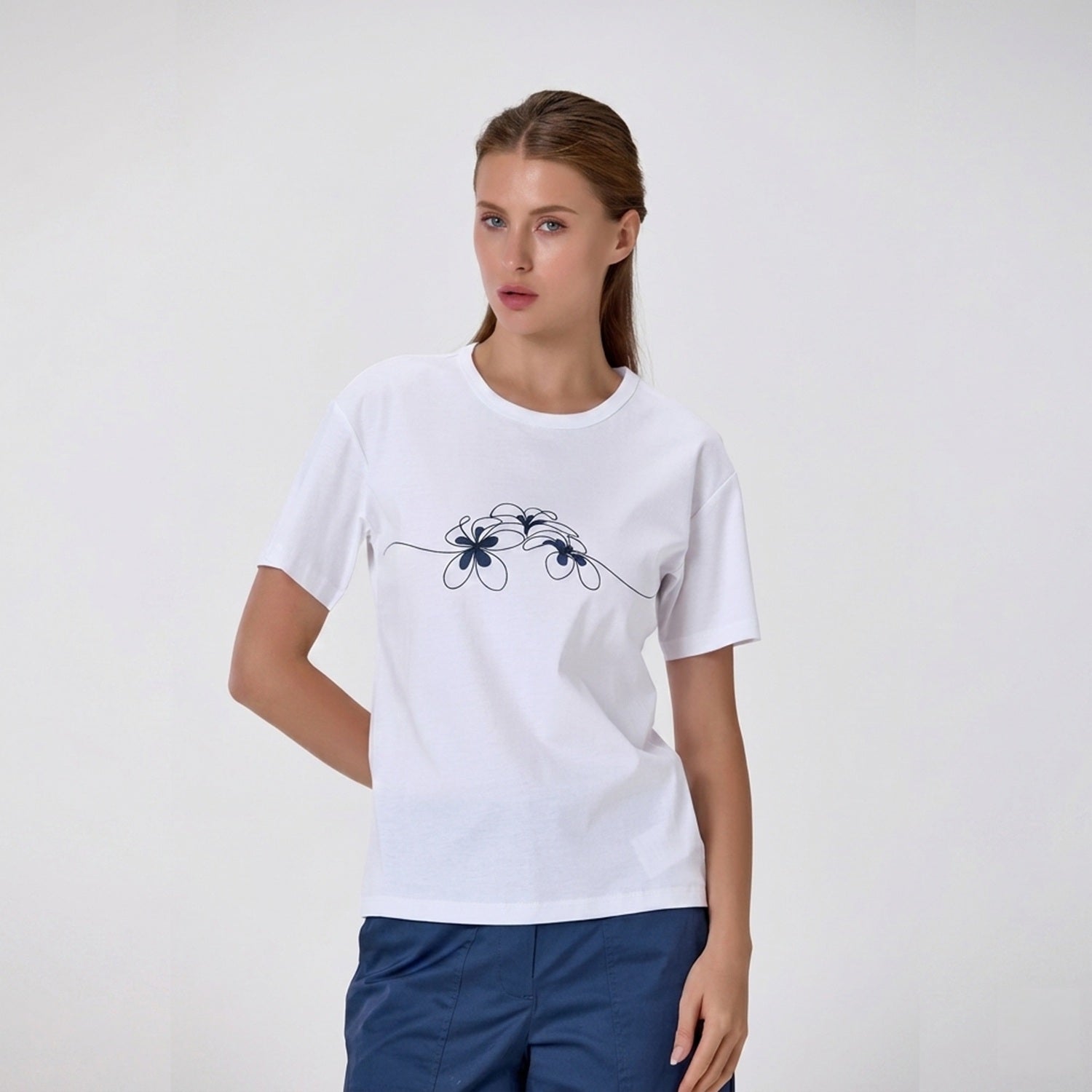 T-shirt basique en coton avec motif imprimé NY - Smart & Joy