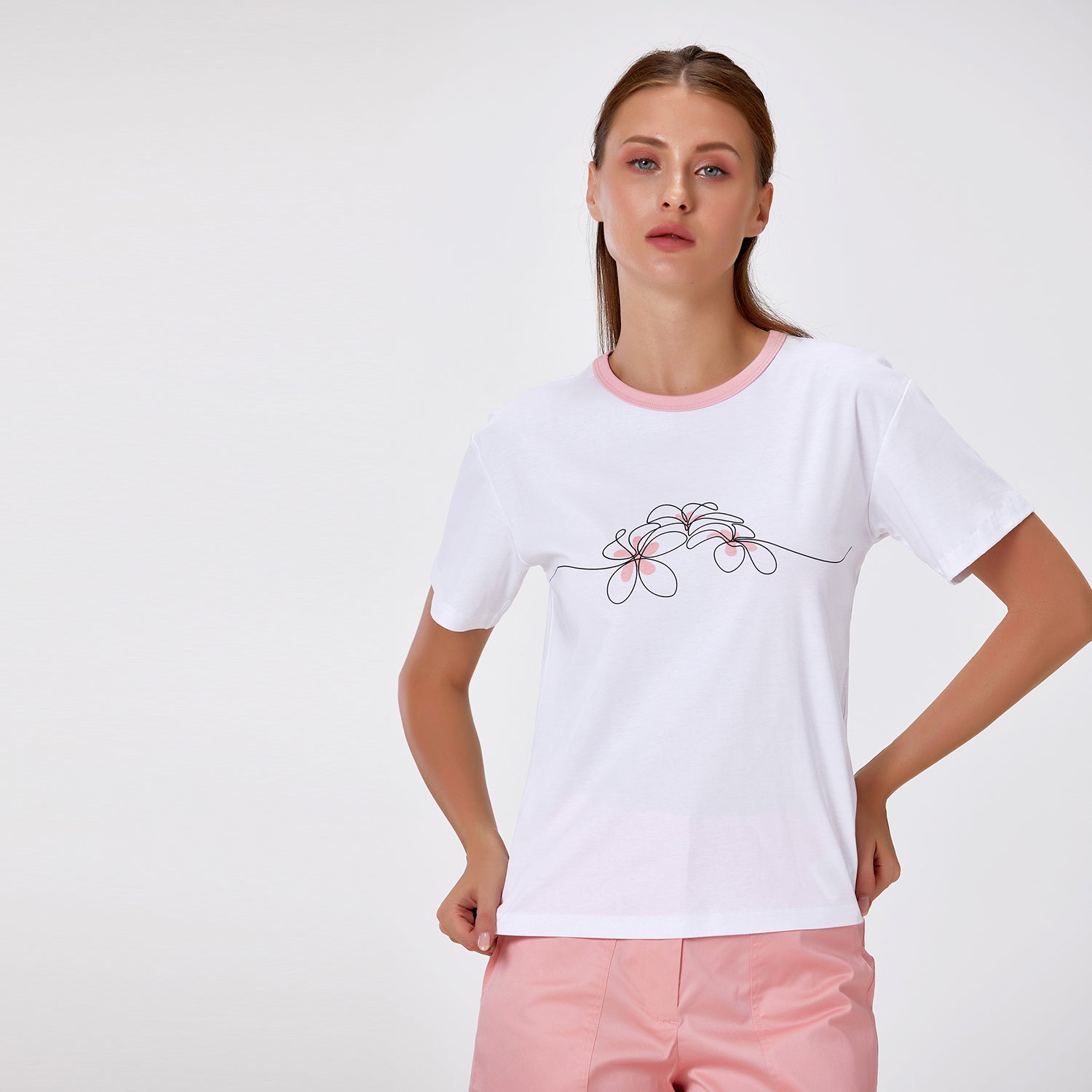 T-shirt basique en coton avec motif imprimé