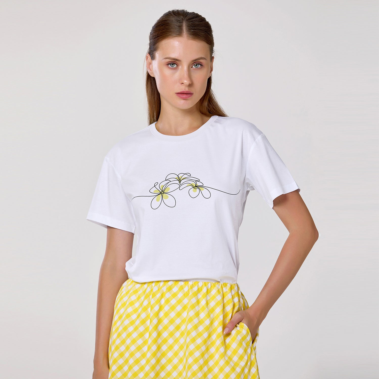T-shirt basique en coton avec motif imprimé